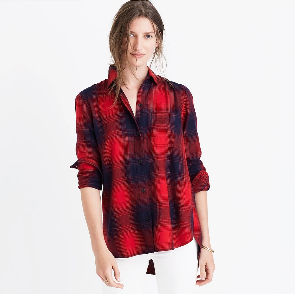 Madewell Classic Ex Boyfriend Button Down Shirt in Wilder Plaid